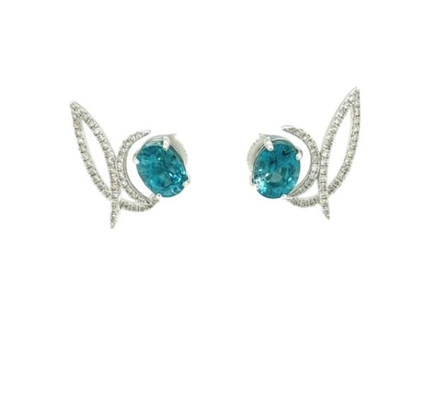 Blue Zircon & Diamond worn 2 Way Earrings