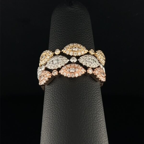 Tri Color Stackable Diamond Rings 0.88tcw