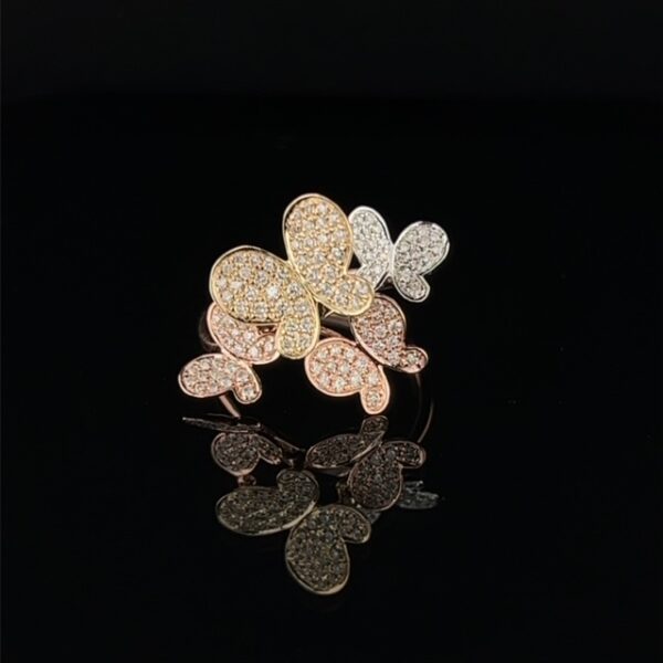Tri Color Butterflies and Diamond Ring