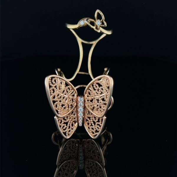 Rose Gold & Diamond Butterfly in Motion Ring