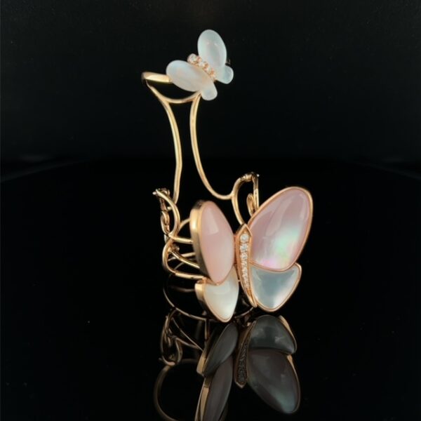 Mother Of Pearl & Diamond Butterfly in Motion Ring