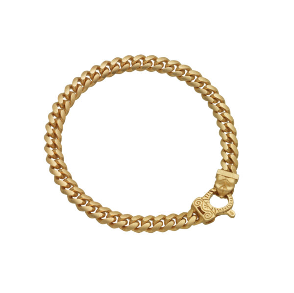 FLAMING TONGUE CUBAN LINK BRACELET 18K YELLOW GOLD VERMEIL