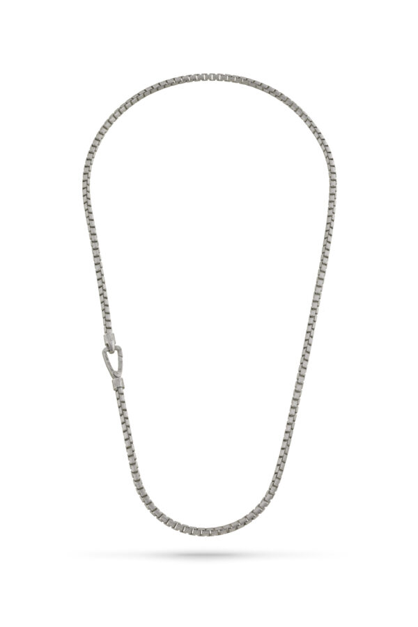 ULYSSES CARVED TUBOLAR NECKLACE WHITE MATTE SILVER