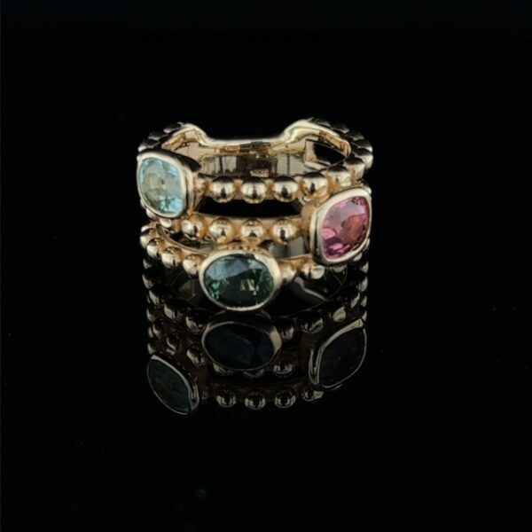 Champagne Bubble Three Row Tourmaline Ring