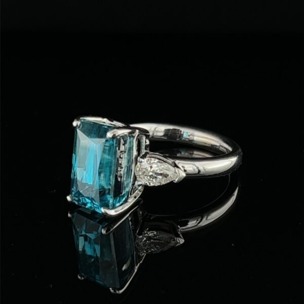 Blue Zircon Three Stone Ring