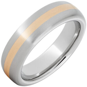 Serinium® Domed Band with a 2mm 14K Gold Inlay and a Satin Finish