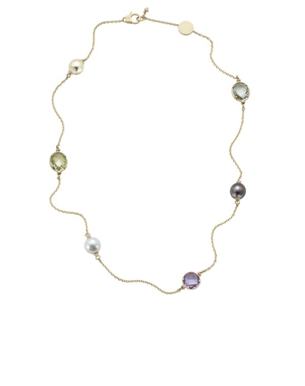 18K Yellow Gold Semiprecious & Mixed South Sea Pearl 50cm Necklace