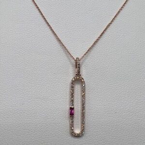 Diamond & Ruby Paperclip Necklace