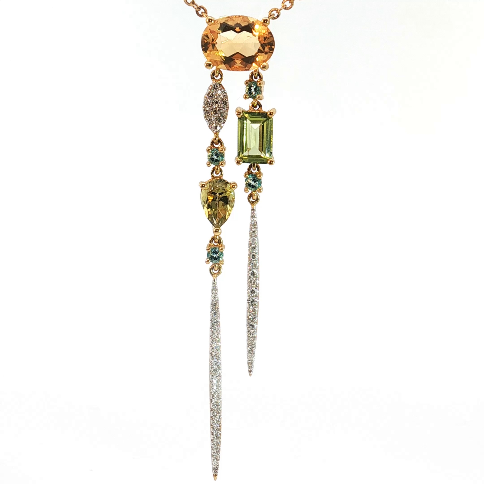 Diamond & Multi-Colored Gem Adjustable Necklace