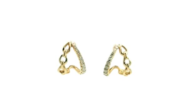 Gold & Diamond Semi Hoop Earrings