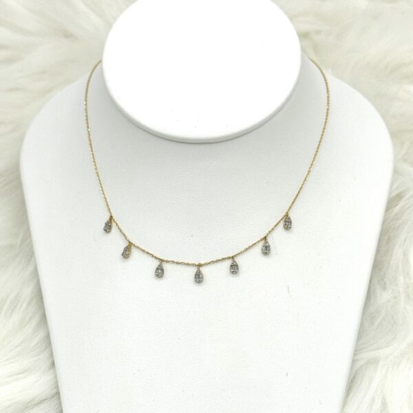18KT Gold Dangling Pear-Shaped Diamond Adjustable Necklace