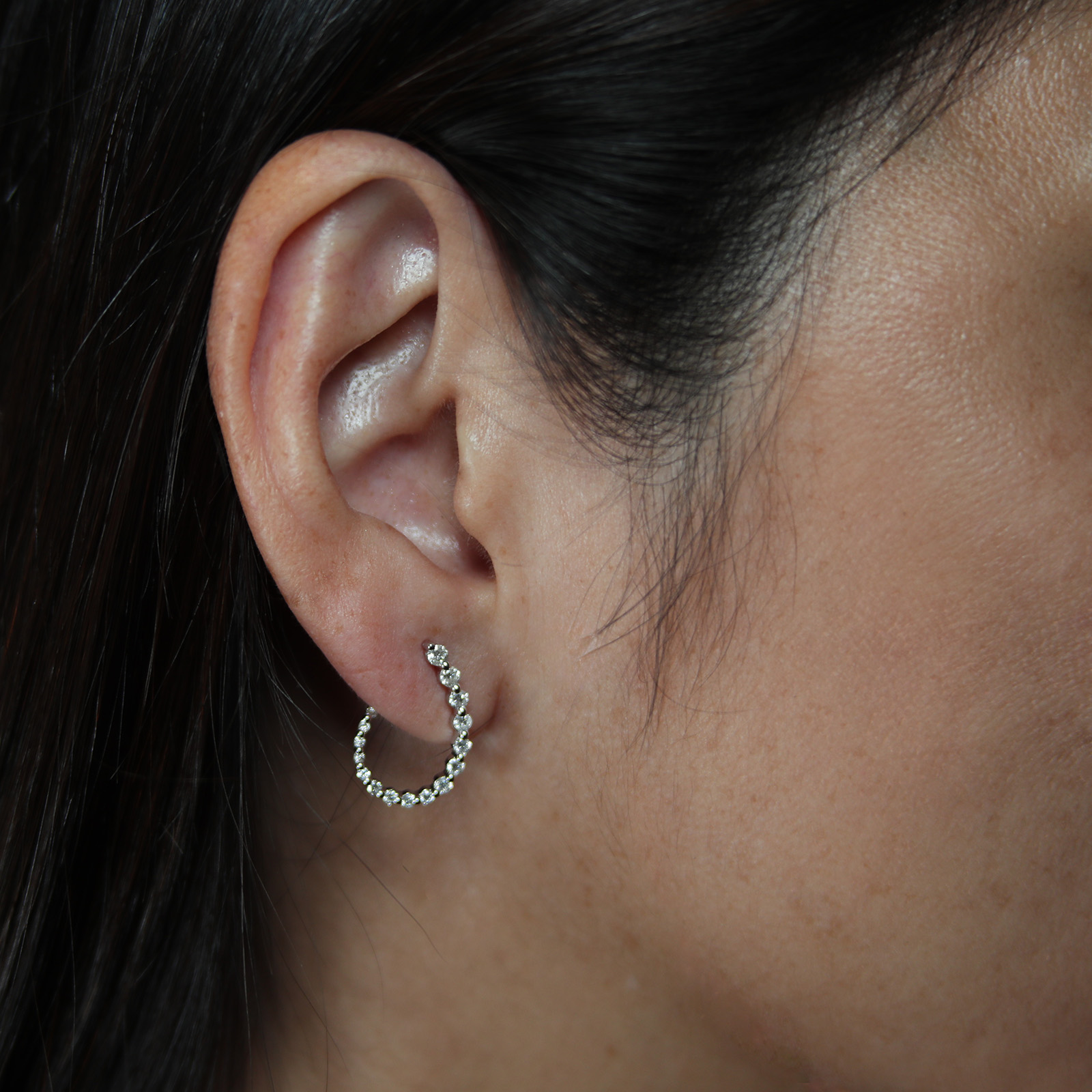 Diamond Semi Hoop Earrings