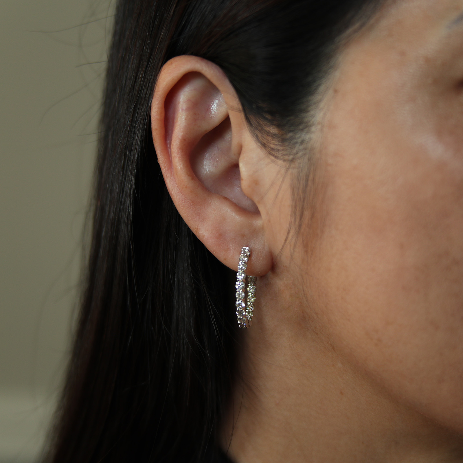 2.4 Carats White Gold Inside Out Diamond Hoop Earrings