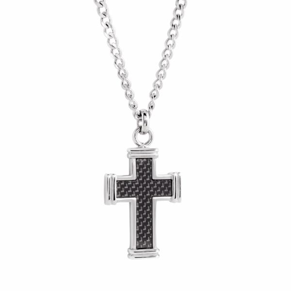 Carbon Fibre Inlay Cross Pendant