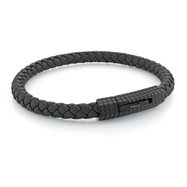 6MM Leather Checkered Clasp Bracelet