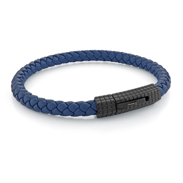 6MM Leather Checkered Clasp Bracelet