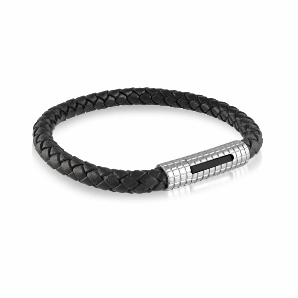 7MM Leather Checkered Clasp Bracelet