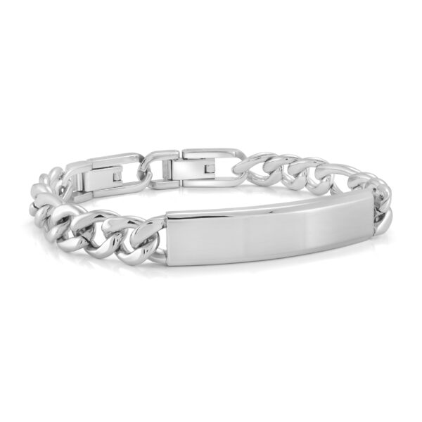 9.5MM Adjustable Figaro Link ID Plate Bracelet