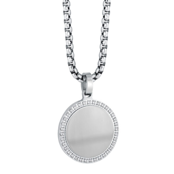 20MM Stainless Steel CZ Circle Pendant