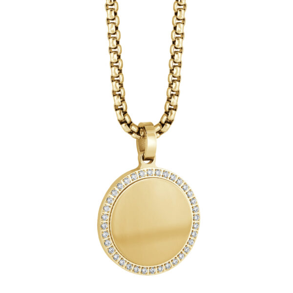 20MM Gold Steel CZ Circle Pendant