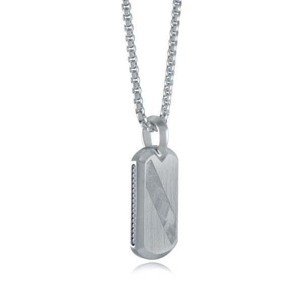 Stainless Steel Meteorite Inlay Dog Tag Pendant