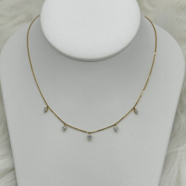 18KT Gold Dangling Trillion-Shaped Diamond Adjustable Necklace