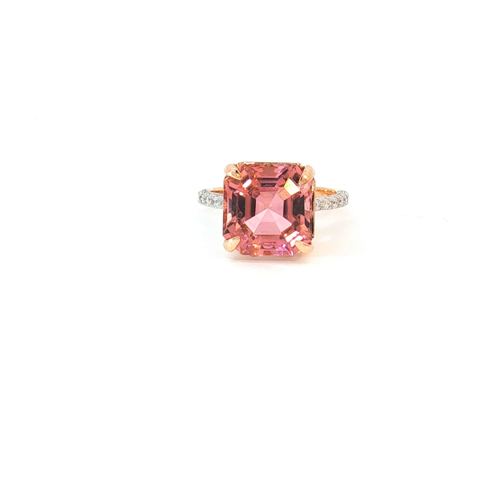 6.08ct Pink Tourmaline & Diamond Cocktail Ring in 18kt Rose Gold