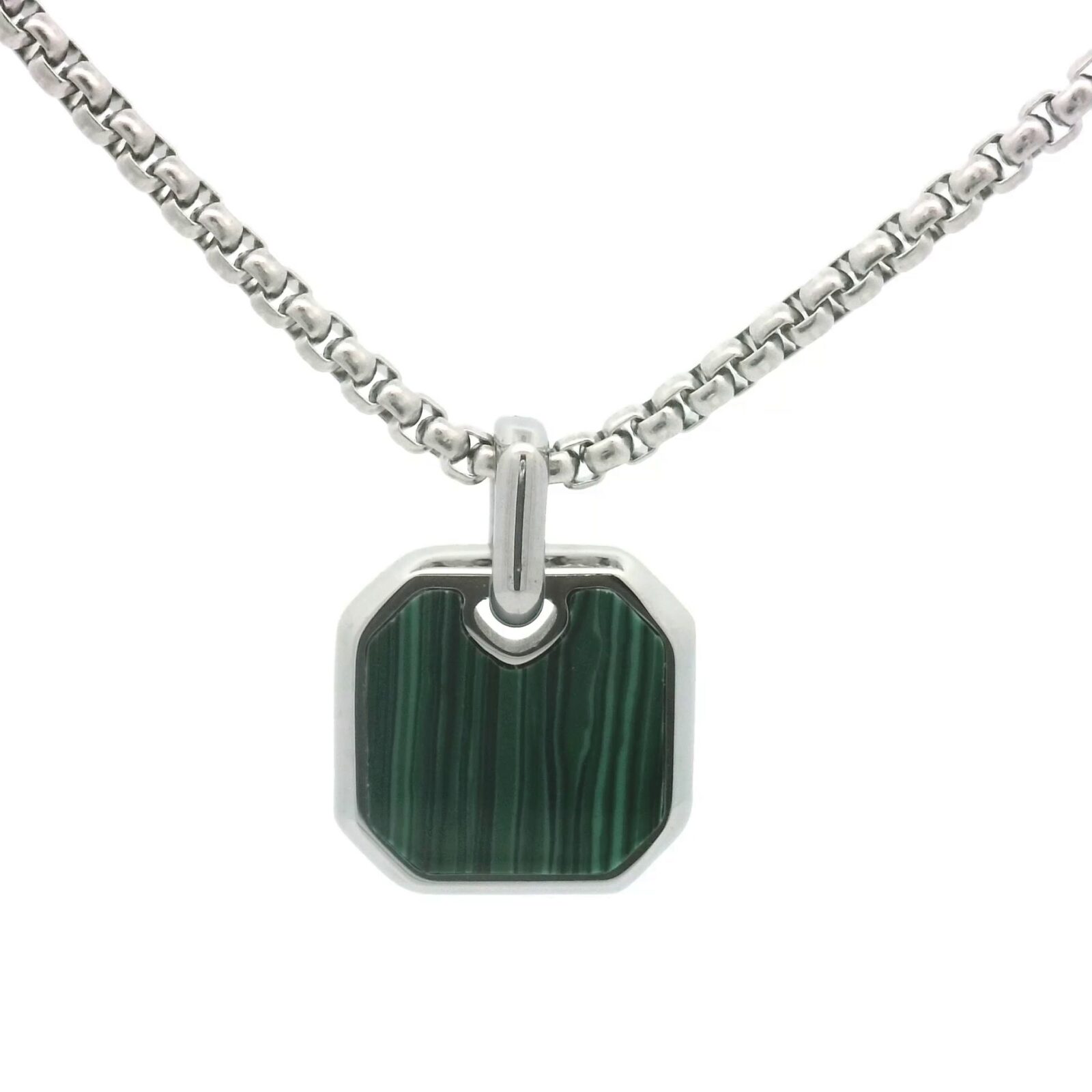 16x16mm Stainless Steel Malachite Pendant