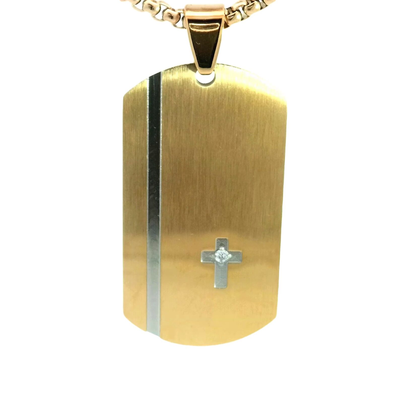 Gold Cross Dog Tag Pendant